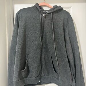 Fashion Nova Dark Gray Zip-Up Hoodie